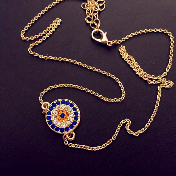 Crystal Alloy Evil Eye Collar Necklace