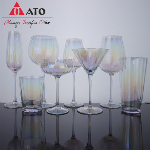 Copa de vino de cristal de cristal de cristal de vidrio de arcoiris casero