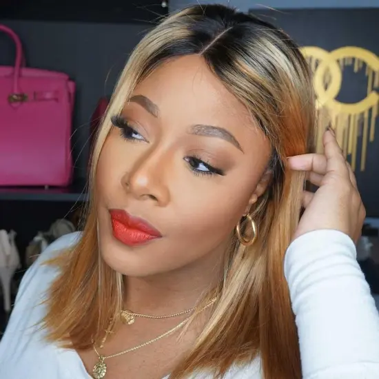 12 To 28 ,30 ,32  Inch Human Hair Straight T1b/27 Ombre Color  Lace Front Wigs Natural Hairline