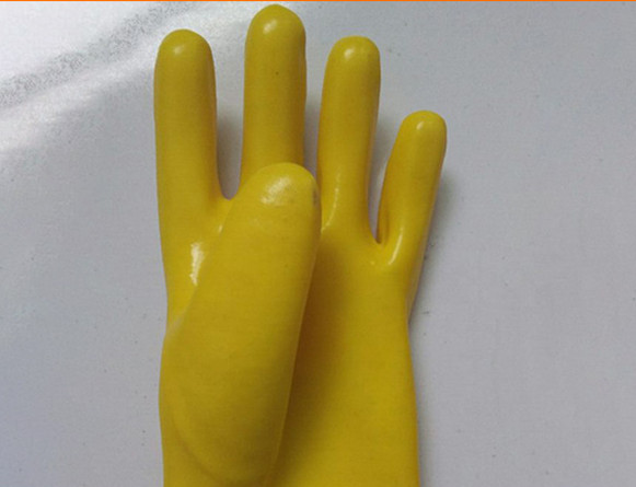 Gelber Gummi Lange fettdichte Handschuhe 60cm