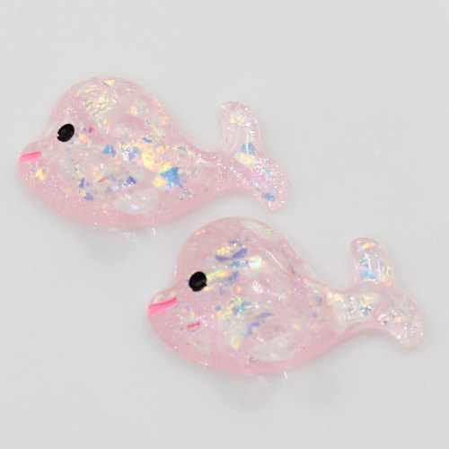 Transparente verschiedene Farbe Glitter Kawaii Whale Shaped Flatback Resins Handmade Craft Dekor Charms Spacer DIY Items