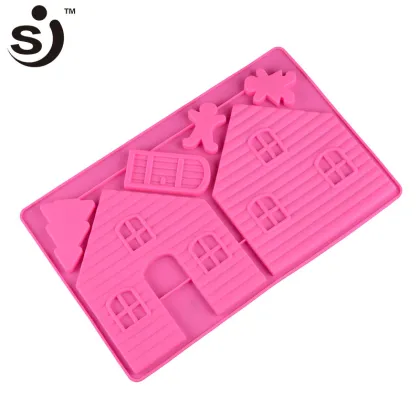2 House Cartoon Door Design Silicone Cake Moulds