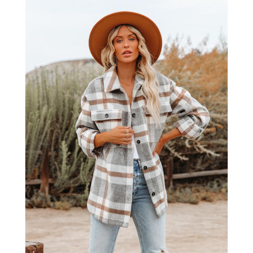 Frauen Flanell Plaid Jacke Hemd Mäntel