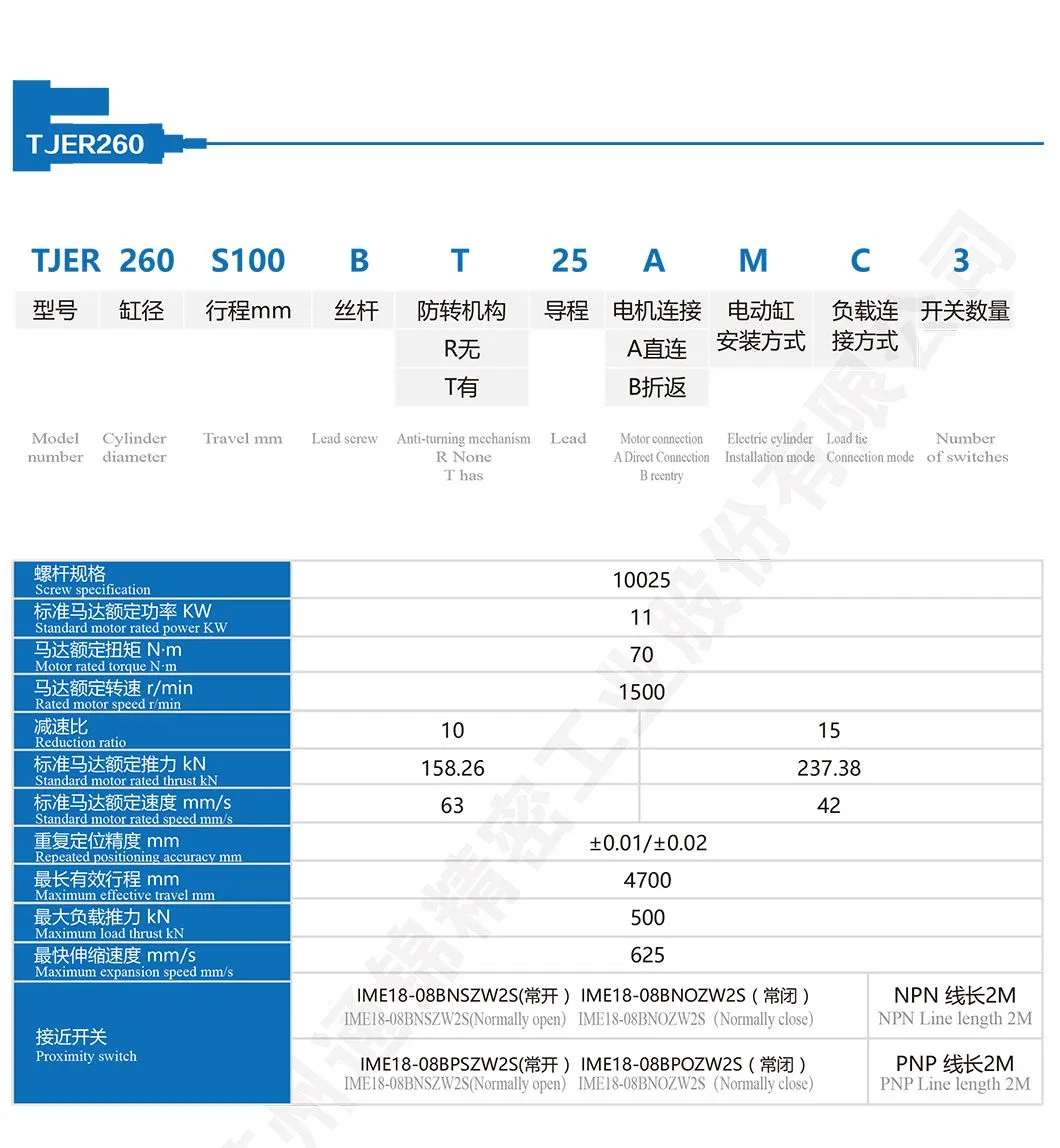 TJER260 Этап Пад'ёмнага прыкладання звышмагутны электрычны прывад