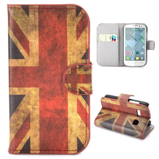 Special Designs Retro UK Flag Wallet Pattern Flip Leather Case for Alcatel One Touch Pop C3 Case