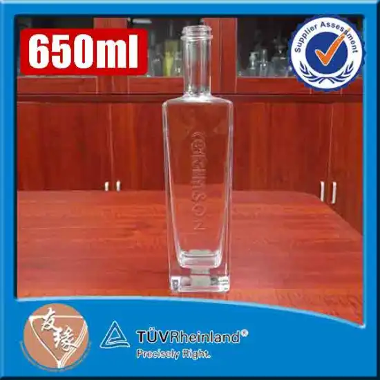 china supplier spirits bottle fancy embossed 650ml high white glass brandy glass bottle wholesale