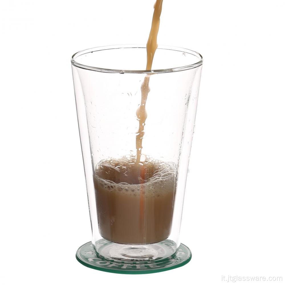 Tazza in vetro a doppia parete fatta a mano da 400 ml per caffè