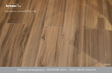 Caucasus Walnut Glossy Glamour Laminate Flooring With Ac4 / Hdf Water Resistant