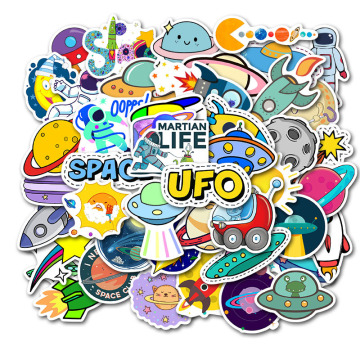 50 PCS UFO Alien Astronaut Outer Space Sticker Rocket Cartoon Skateboard Laptop Graffiti Sticker Waterproof Computer Sticker