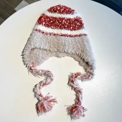 Autumn Winter Striped Wool Headband Lei Feng Hat