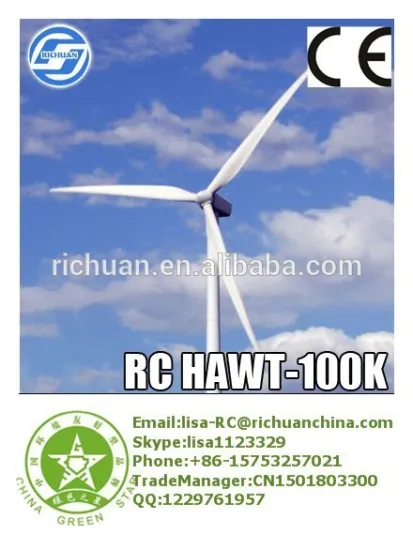 Richuan Horizontal wind turbine generator system 100kw wind free energy