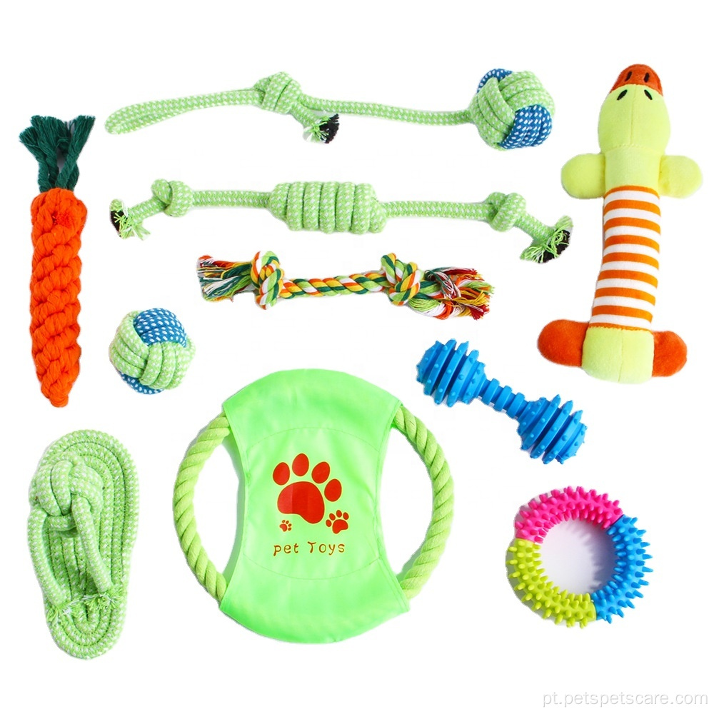 Brinquedos interativos para cães 10 brinquedos de corda de mastigação de algodão