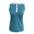 China Ladies Knit Textured Fabric Sleeveless Polo Supplier