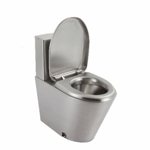Toilette aus Edelstahl mit Deckel