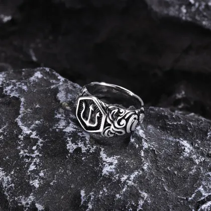 Viking Ring Stainless Steel Xiangyun Trident Vintage Ring for Men