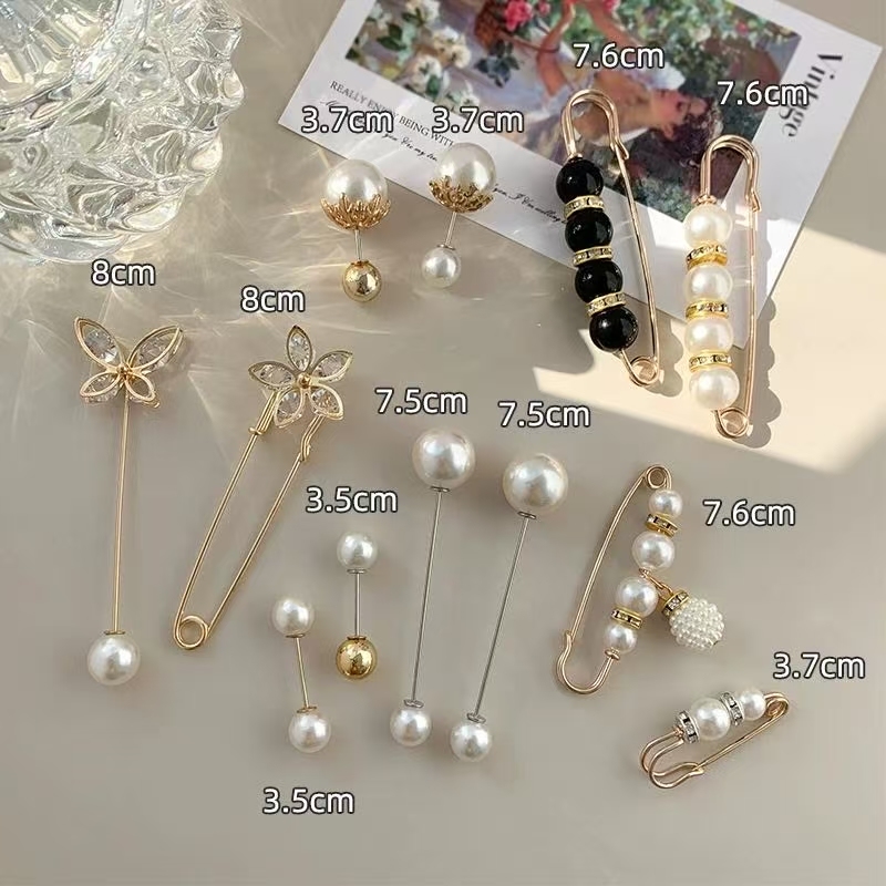 Adjustable Pearl Brooch Waist Cincher with Anti-Glare Buckle