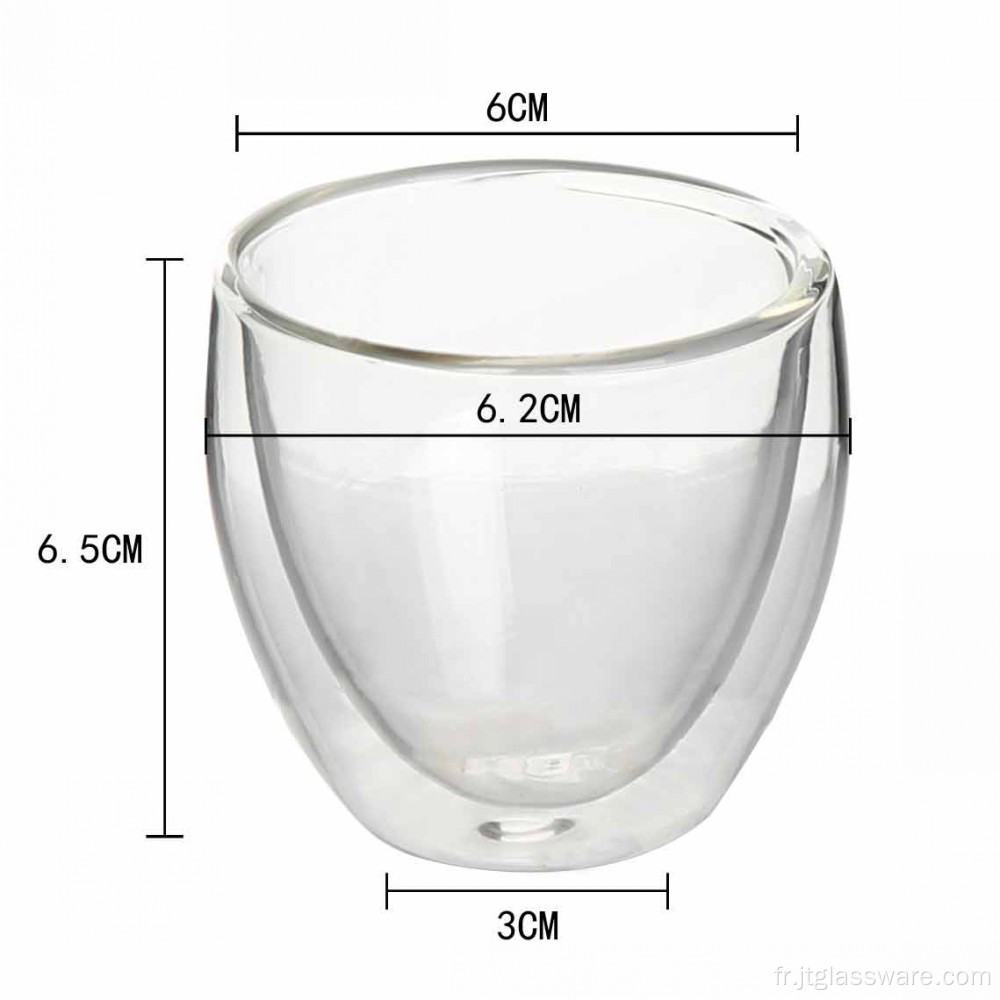 Tasse en verre à double paroi en verrerie à boire