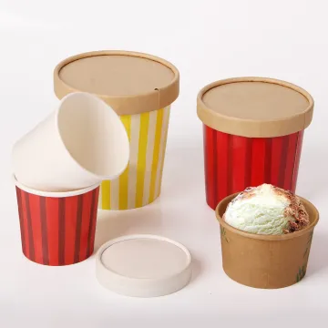 Custom Logo Degradable Frozen Yogurt Packaging Cups with Lids - Eco-Friendly Wholesale Solutions