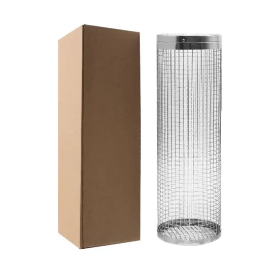 Food Grade Stainless Steel Wire Mesh Cylinder Grill Basket BBQ Rolling Grilling Basket