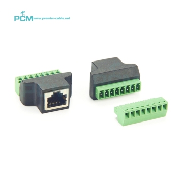 CAT5 CAT6 RJ45 8P8C Female to Ethernet Screwing Terminal Block LAN Network Adapter - Bulk Pack of 2