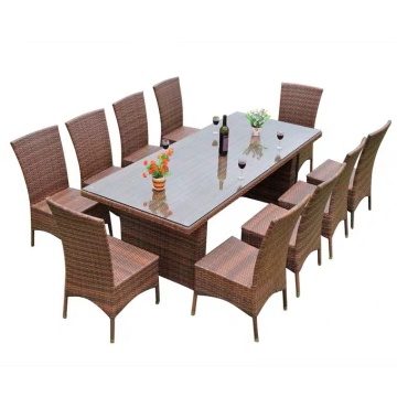 Outdoor Restaurant Big Table with Rattan and Wicker in Hotel Setting