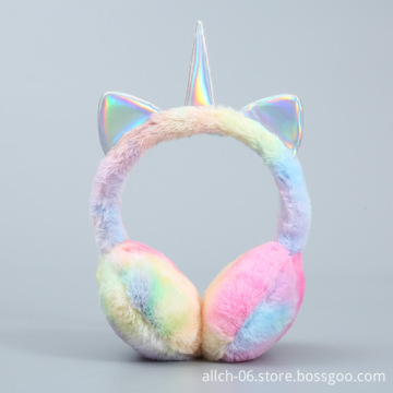 Winter Unicorn Sequin Earmuffs: Cute and Warm Plush Ear Muffs - ALLCH