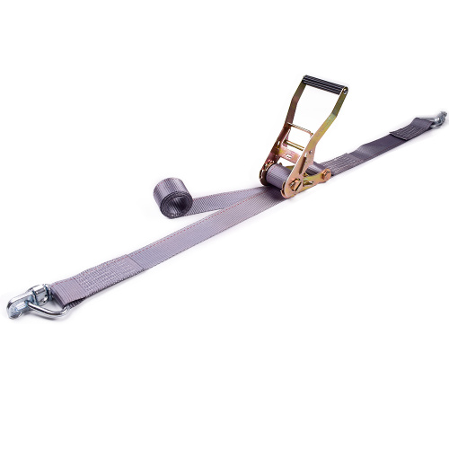 2" 5000kgs 50mm Long Plastic Handle Ratchet Buckle Tie Down Grey Straps With White Double Stud Fitting