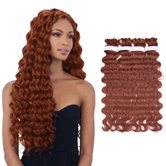 Low Price Red 28 inch Pre-feathered Hybrid Water Wave Braids 3x Body Ocean Wave For Bulk Braiding Synthetic Hair Extensions