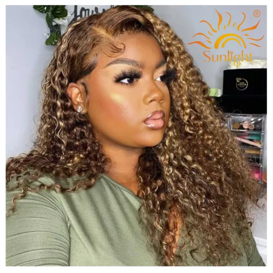 Sunlight 427 curly real brazilian human extention hair wigs lace front wigs virgin wig for black women