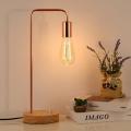 Modern Desk Lamp with Wood Base Rose Gold