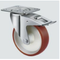 Europe Medium Duty PA Core Fixed Plate Swivel with Brake PU Caster Wheel