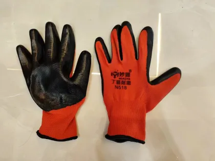 Labor Protection Red and Black Latex Coated Work Gloves