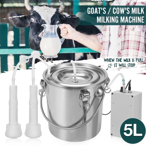 5L Electric Milking Machine Stainless Steel Milker For Farm Cows Goats Vacuum Pump Bucket 220/110V Pasture Cow Sheep Milker