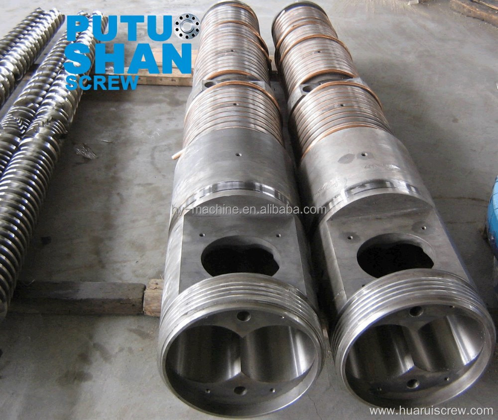 Conical twin screw and barrel for extruder machine