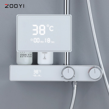 ZOOYI Digital Shower Mixer Kit with Glass Panel and Chrome Finish