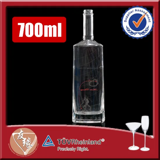 Custom design high flint 700ml glass bottle weight for whiskey