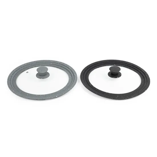 Stepped Silicone Rim Glass Lid Set for Pots and Pans - 20-24 cm - 3 Pieces