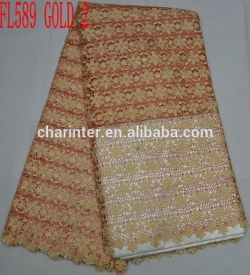 polyester embroidery african cord lace(FL589)