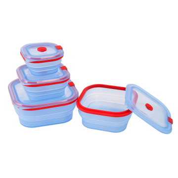 Scatole da pranzo in silicone pieghevole set di 4 con coperchi ermetici