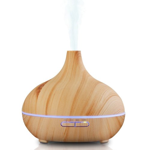 LED Lights Wood Glass Electric Oil Diffuser 400ml