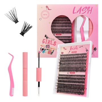 Long-Lasting Private Label DIY Eyelash Bond and Sealant Kit with C, D Curl Pre-Cut Cluster Extensions