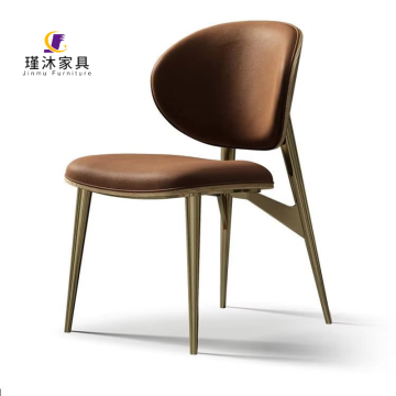 Modern Minimalist Luxury Dining Chair with Cowhide and Stainless Steel Frame