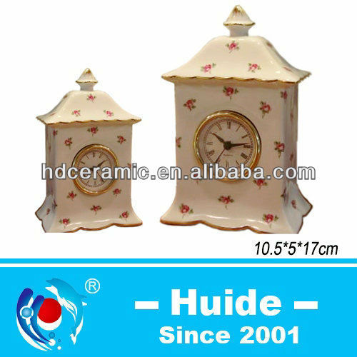 Ceramic fashion table decoration with clock,porcelain table clock