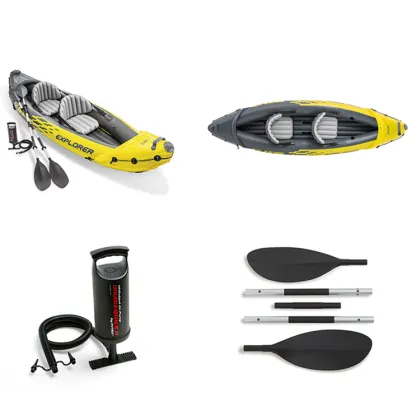 INTEX Explorer K2 Kayak - 2 Person Durable Inflatable Paddle Boat (0.75mm PVC)