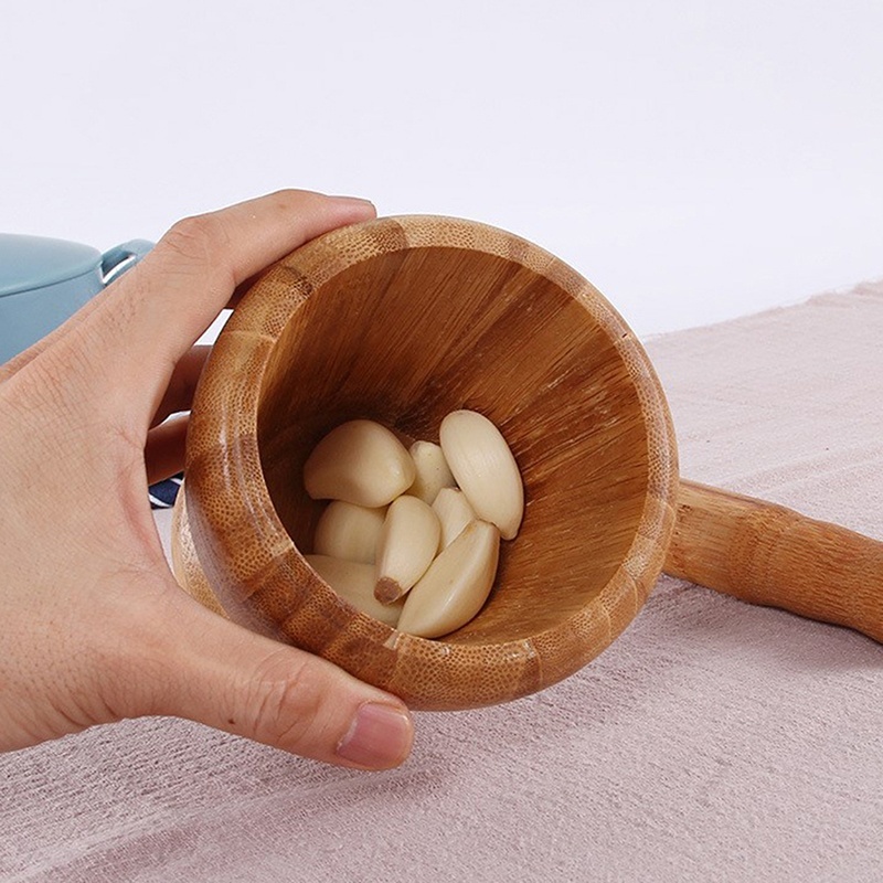 Wooden Garlic Ginger Spice Mixing Grinding Bowl Kitchen Tool Mortar and Pestle Kitchenware