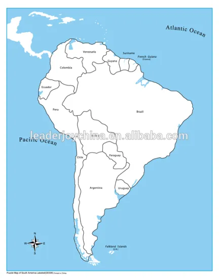 educational Labeled South America Control Map