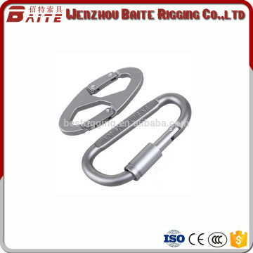 Made In China Outdoor Aluminum Screw Eye Hook Aluminum Spring Snap Hook D Type With Screw Egg Type Carabiner