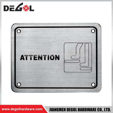 Hot sale square stainless steel attention warning door sign plate