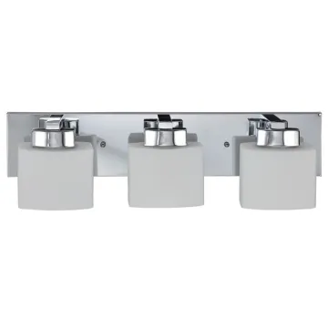 Modern Bathroom Vanity Lights with White Glass Shades and Brushed Nickel Finish
