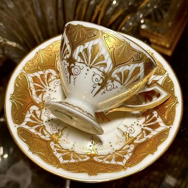 Luxury Gold Trimmed Porcelain Cups and Saucers